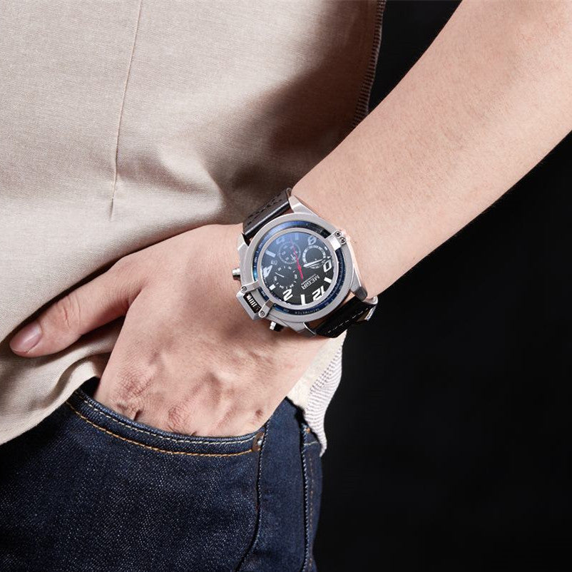 MEGIR Fashion Men Watches Leather Strap Sport Watch Chronograph Waterproof Quartz Wristwatch Clock Relogio Masculino 2052