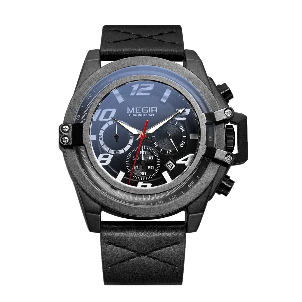 MEGIR Fashion Men Watches Leather Strap Sport Watch Chronograph Waterproof Quartz Wristwatch Clock Relogio Masculino 2052