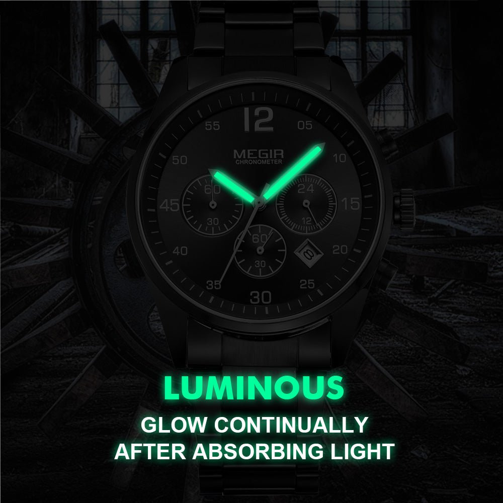 MEGIR Fashion Men Watches Stainless Steel Strap Business Wristwatch Waterproof Date Quartz Man Clock Relogio Masculino 2010