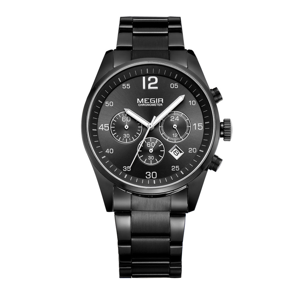 MEGIR Fashion Men Watches Stainless Steel Strap Business Wristwatch Waterproof Date Quartz Man Clock Relogio Masculino 2010