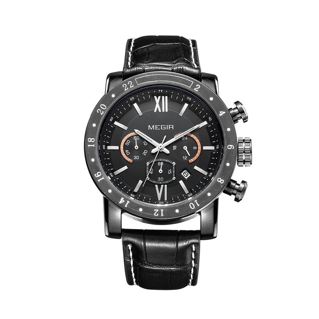 MEGIR Luxury Men's Business Watches Chronograph Waterproof Stainless Steel Quartz Watch Calendar Male Clock Reloj Hombre 3008