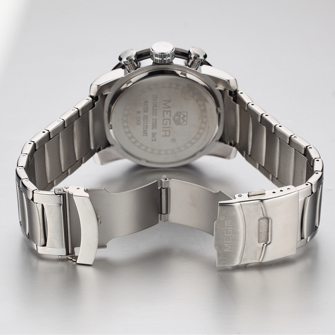 MEGIR Luxury Men's Business Watches Chronograph Waterproof Stainless Steel Quartz Watch Calendar Male Clock Reloj Hombre 3008