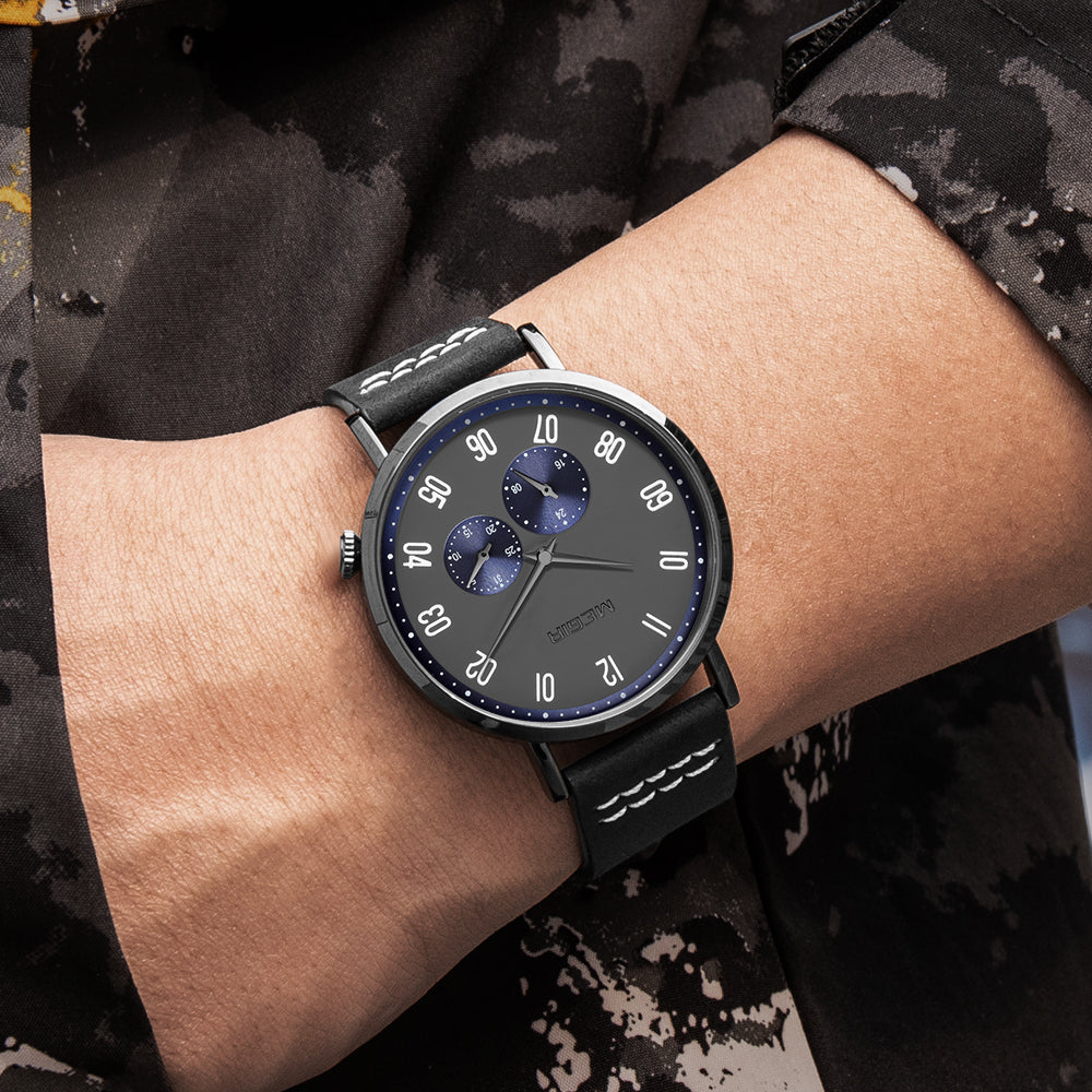 MEGIR Fashion Casual Men Watches Luxury Leather Quartz Sport Wristwatch Waterproof Luminous Clock Large Dial Relogio Masculino 1083