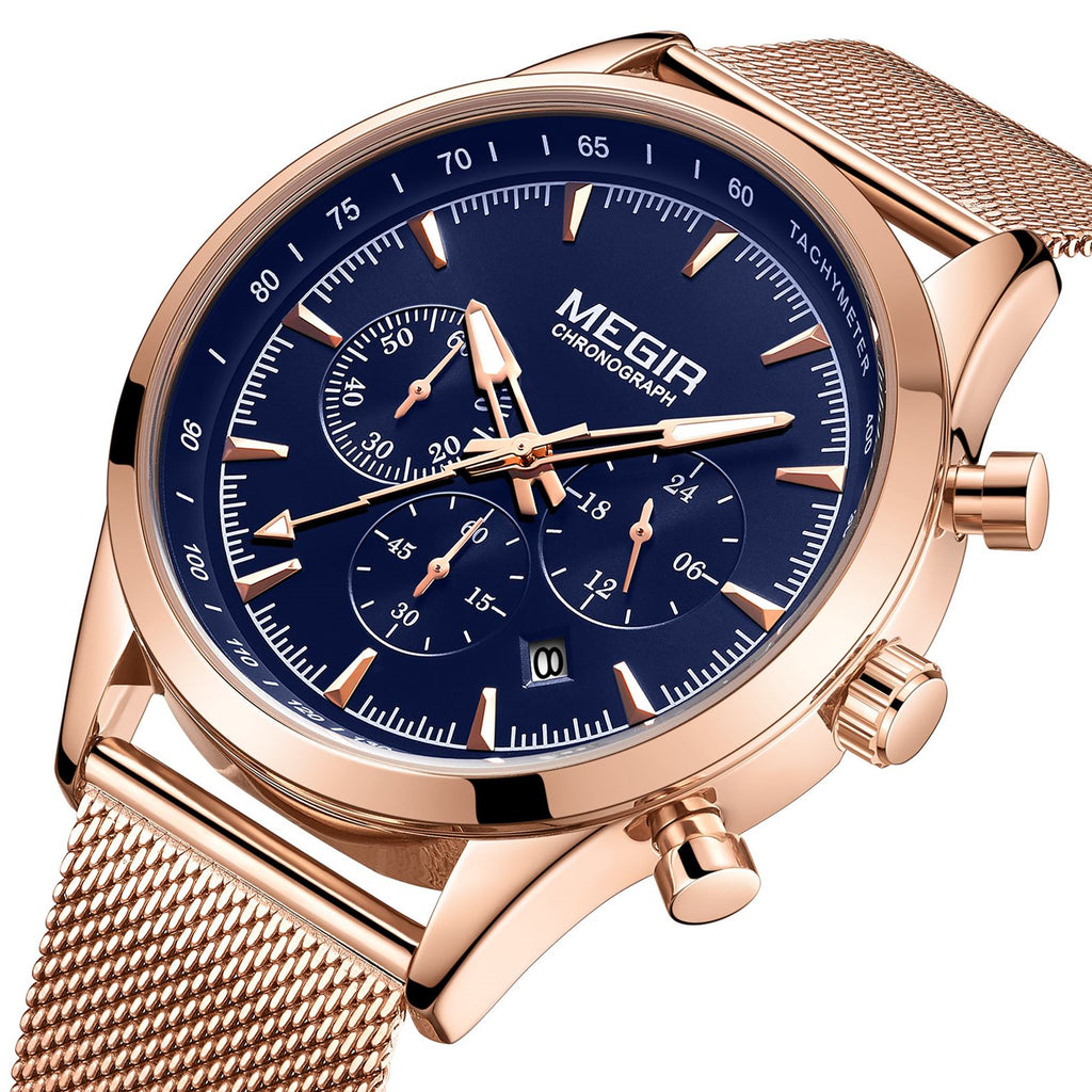 MEGIR Fashion Watch for Men Top Luxury Big Dial Business Quartz Watches Waterproof Steel Wrist Watch Clock Relogio Masculino 2153
