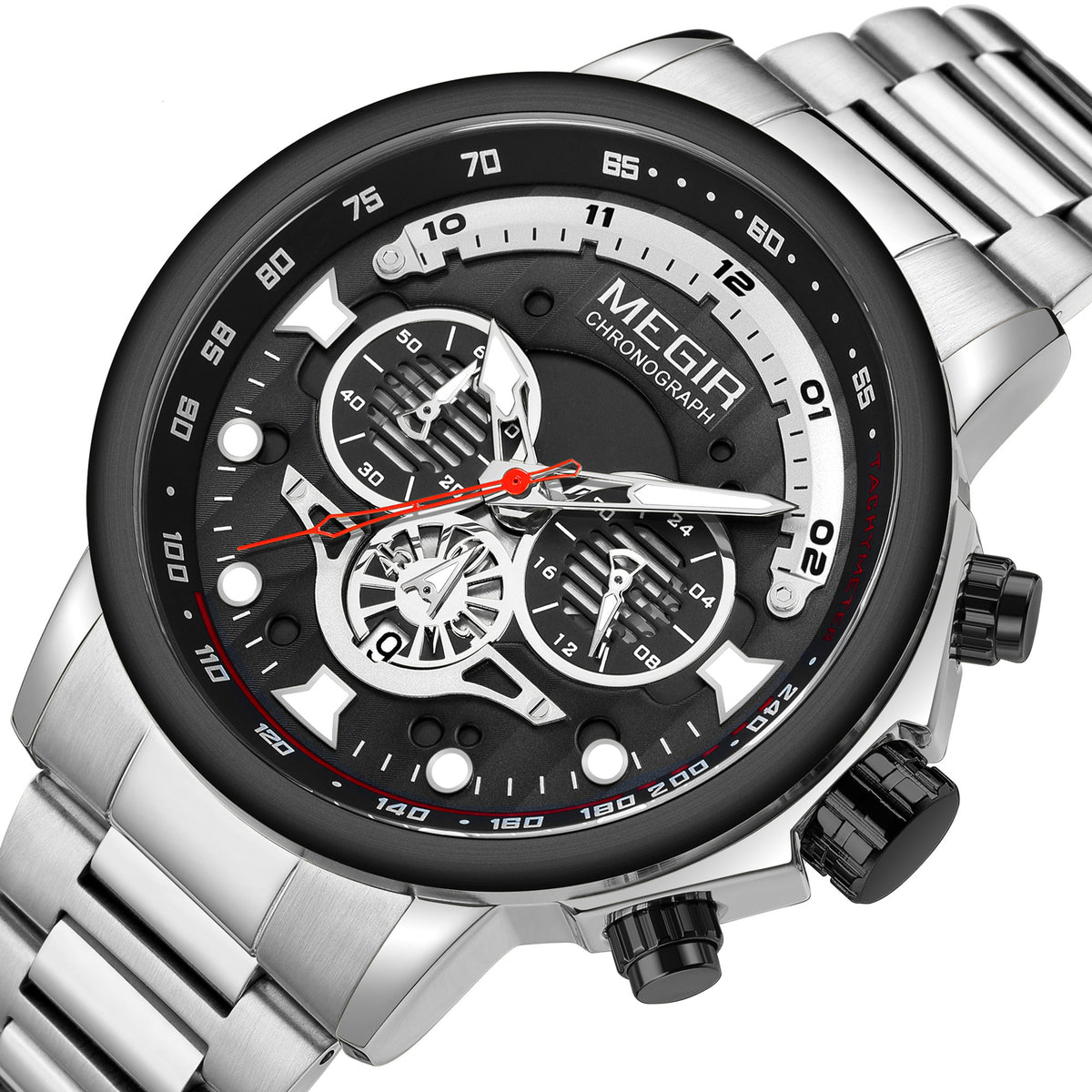 MEGIR Luxury Men Watches Stainless Steel Quartz Wristwatches Fashion Men Business Watch Clock Male Chronograph Relogio Masculino 2223