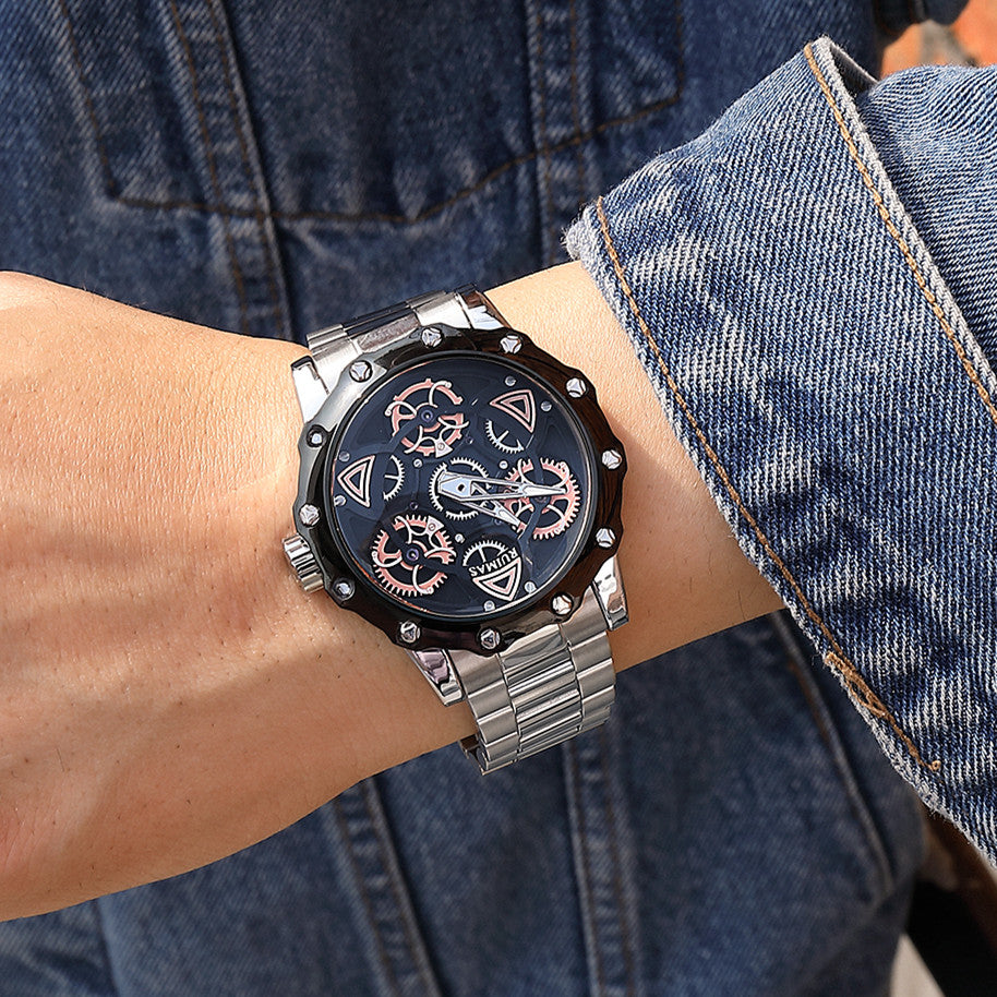 RUIMAS Quartz Watches Men's Business Wristwatch Waterproof Male Clock Chronograph Stainless Steel Casual Watch reloj hombre 331