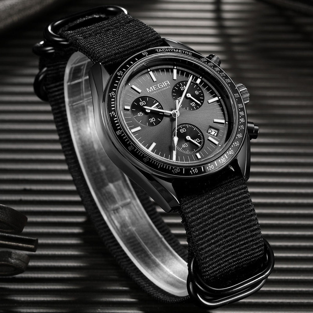 MEGIR Fashion Brand Men Wristwatches Military Sport Watches Canvas Strap Waterproof Chronograph Clock Gift for Men Montre Homme 2247