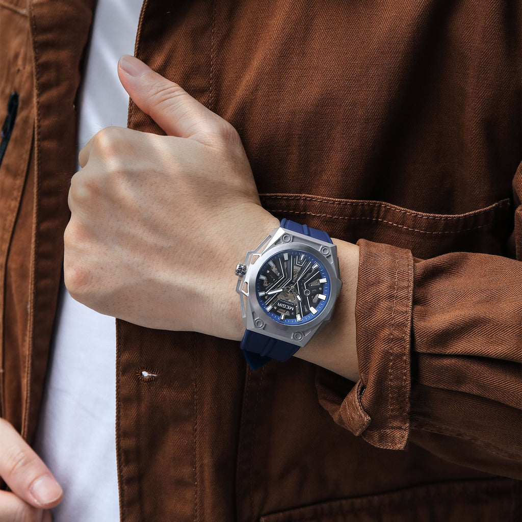 MEGIR Fashion Fully Automatic Mechanical Men's Watch Stainless Steel Case Sports Military Wristwatch Waterproof Watches Clock 8603