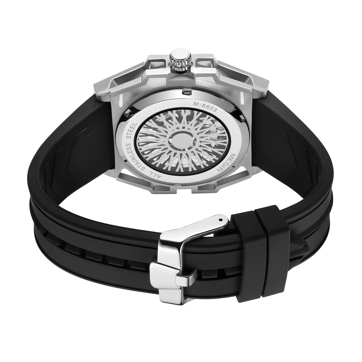MEGIR Fashion Fully Automatic Mechanical Men's Watch Stainless Steel Case Sports Military Wristwatch Waterproof Watches Clock 8603