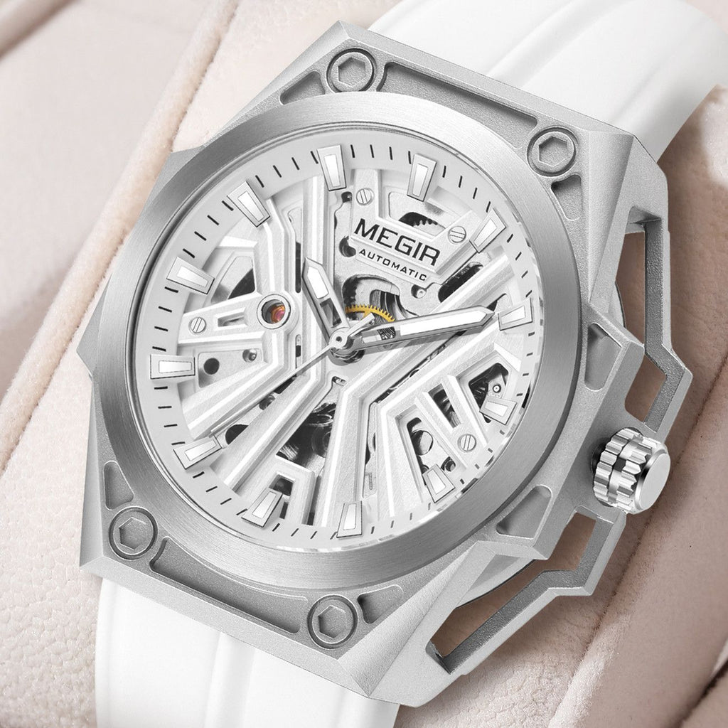 MEGIR Fashion Fully Automatic Mechanical Men's Watch Stainless Steel Case Sports Military Wristwatch Waterproof Watches Clock 8603