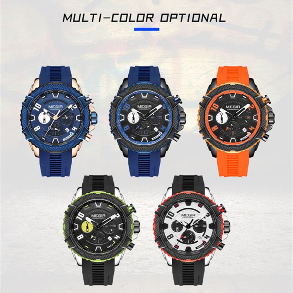 MEGIR Luxury Men's Watches Fashion Sport Quartz Watch Waterproof Date Chronograph Military Wristwatches Clock Reloj Hombre 2200