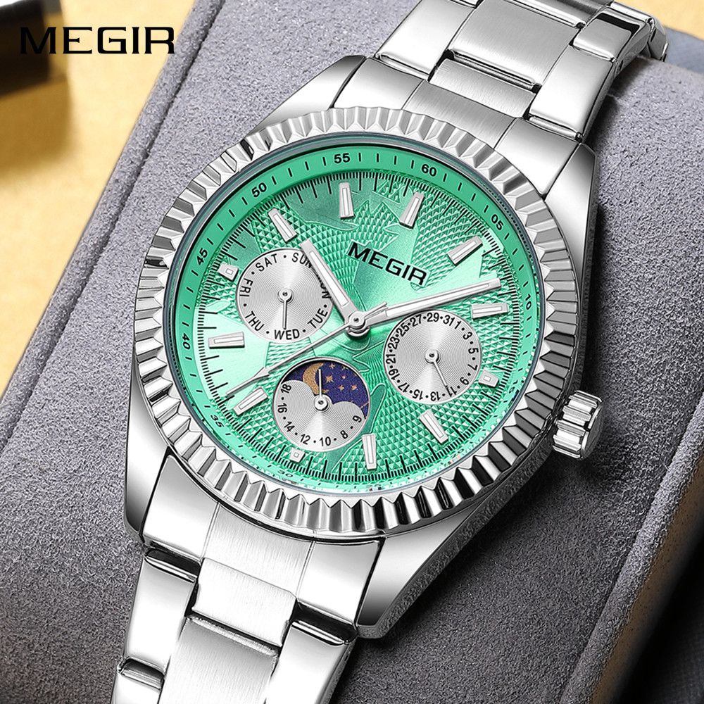 MEGIR Business Men Watch Waterproof Luminous Man Casual Quartz Wristwatch Clock Calendar Week Display Relogio Masculino 1102