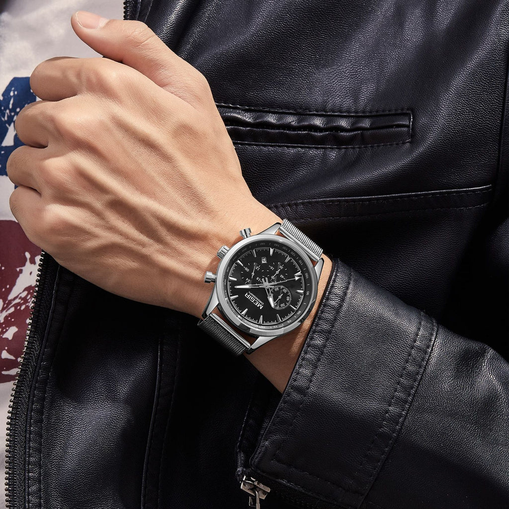 MEGIR Fashion Watch for Men Top Luxury Big Dial Business Quartz Watches Waterproof Steel Wrist Watch Clock Relogio Masculino 2153