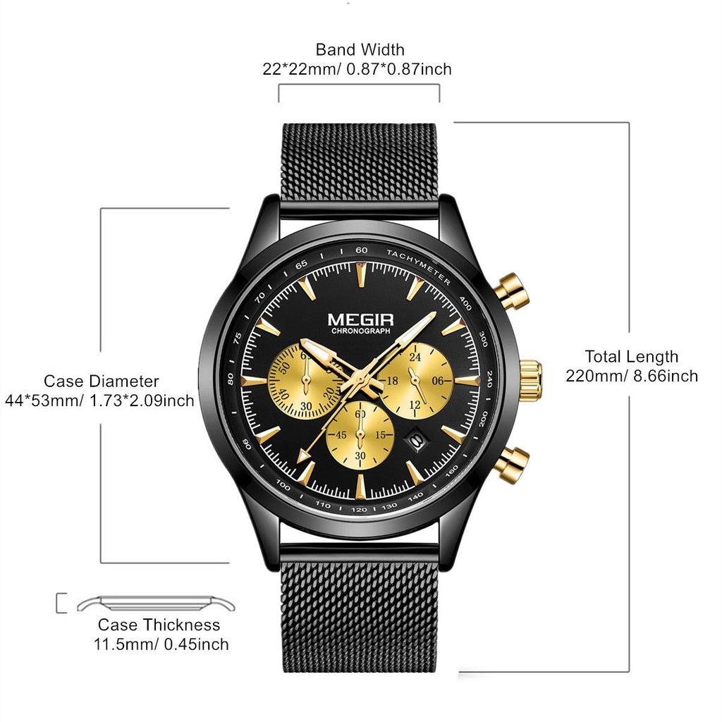 MEGIR Fashion Watch for Men Top Luxury Big Dial Business Quartz Watches Waterproof Steel Wrist Watch Clock Relogio Masculino 2153