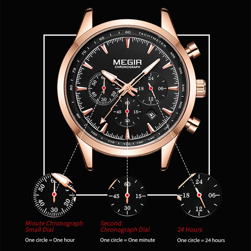 MEGIR Fashion Watch for Men Top Luxury Big Dial Business Quartz Watches Waterproof Steel Wrist Watch Clock Relogio Masculino 2153