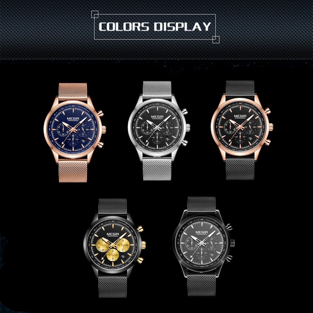 MEGIR Fashion Watch for Men Top Luxury Big Dial Business Quartz Watches Waterproof Steel Wrist Watch Clock Relogio Masculino 2153
