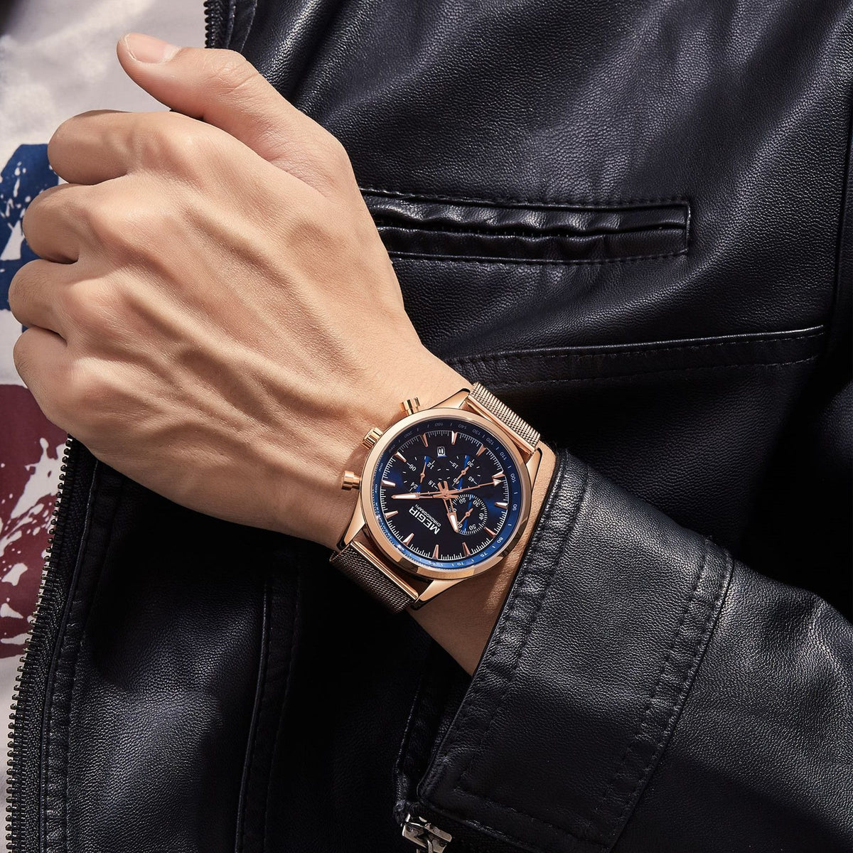MEGIR Fashion Watch for Men Top Luxury Big Dial Business Quartz Watches Waterproof Steel Wrist Watch Clock Relogio Masculino 2153