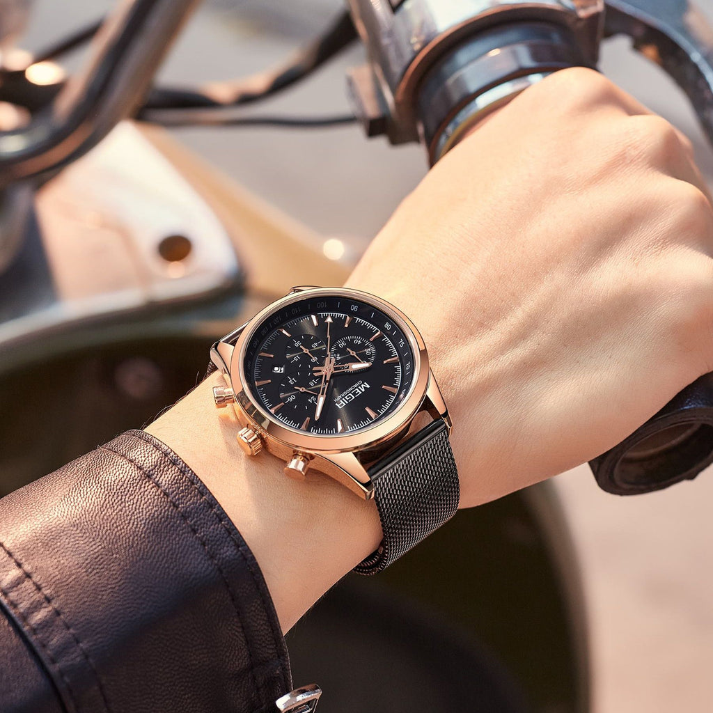 MEGIR Fashion Watch for Men Top Luxury Big Dial Business Quartz Watches Waterproof Steel Wrist Watch Clock Relogio Masculino 2153
