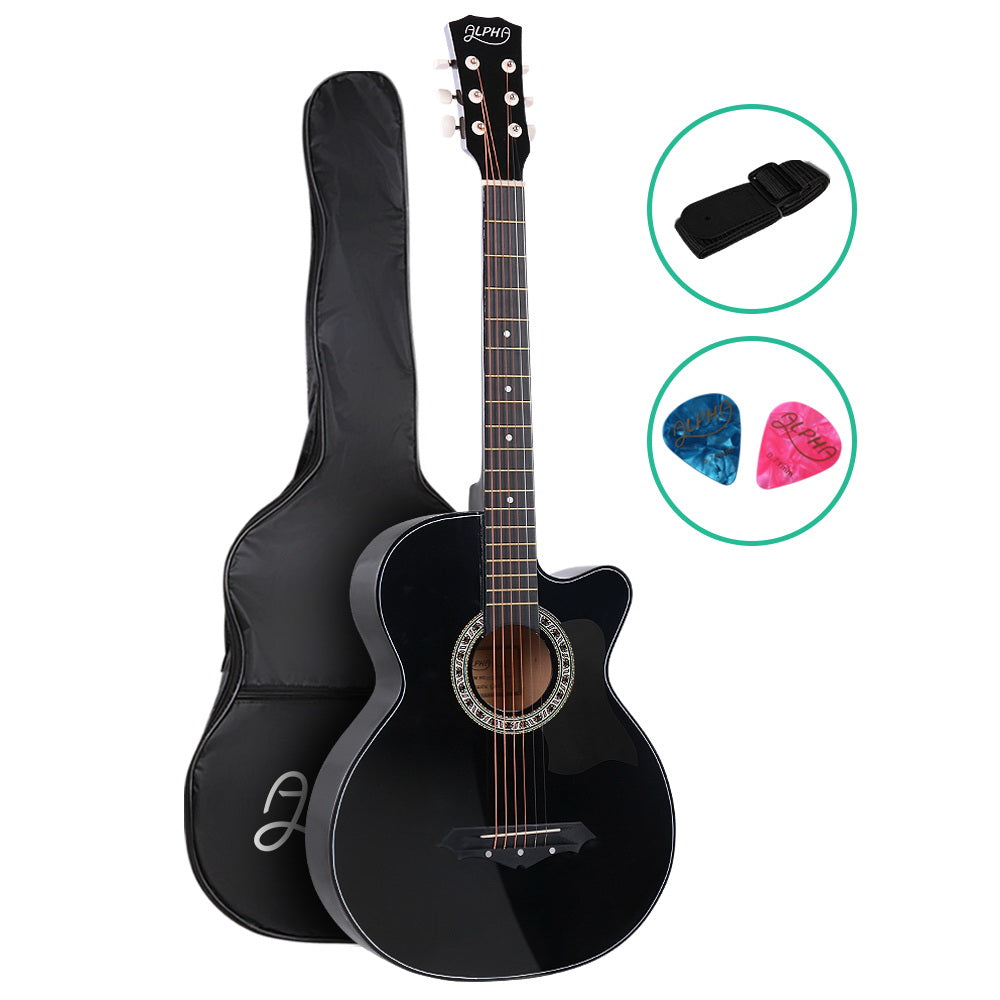 NNEDSZ 38 Inch Wooden Acoustic Guitar Black