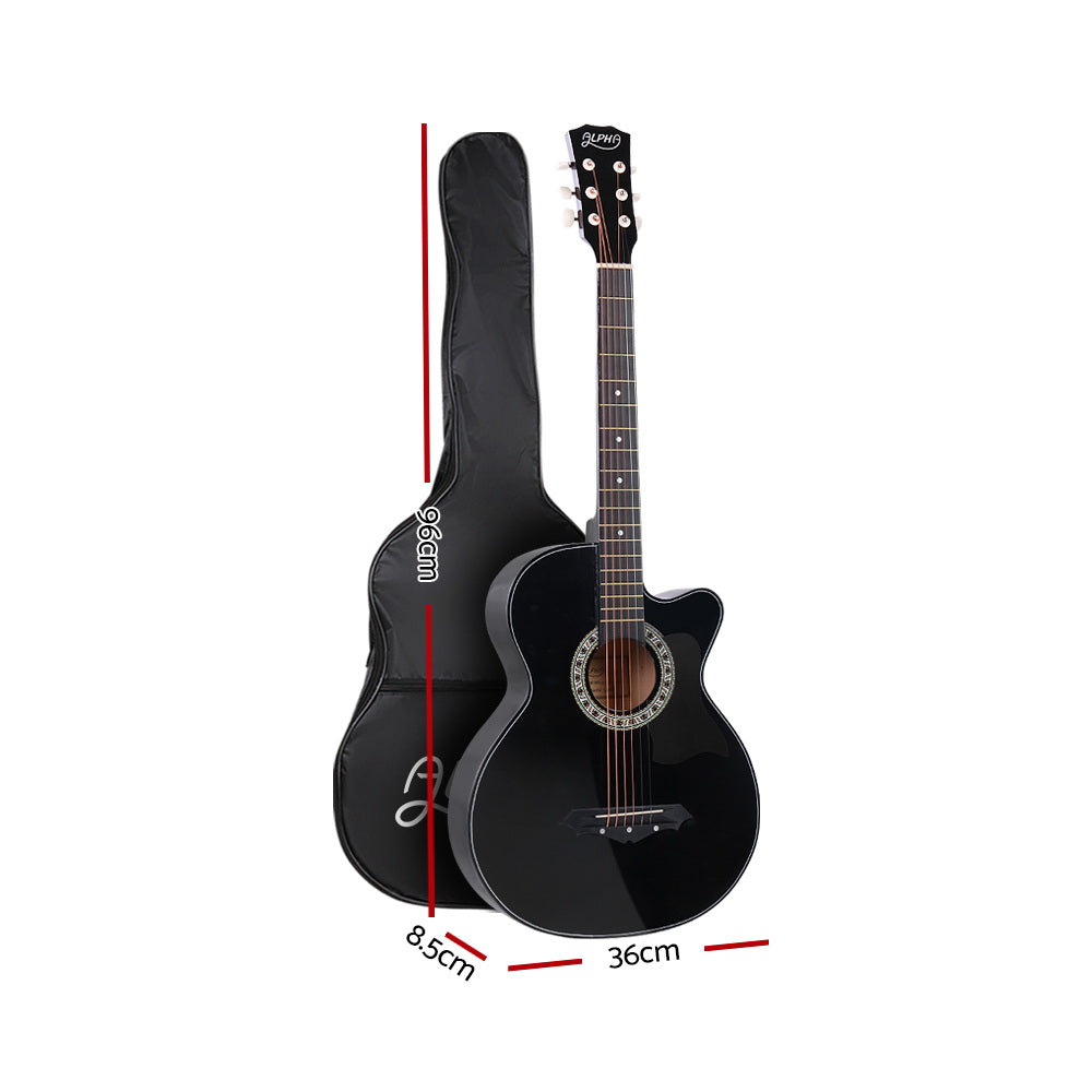 NNEDSZ 38 Inch Wooden Acoustic Guitar Black