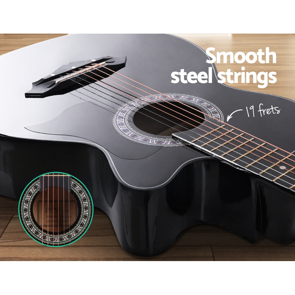 NNEDSZ 38 Inch Wooden Acoustic Guitar Black