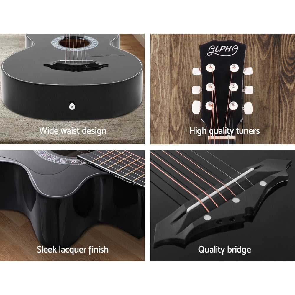 NNEDSZ 38 Inch Wooden Acoustic Guitar Black