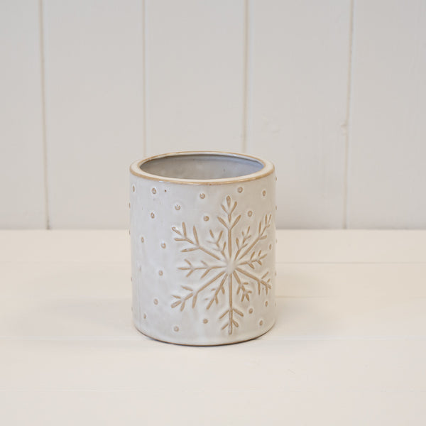 Frosted Snowflake Pot Seasonal Ceramic Pot